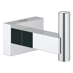 GROHE 40511001 Robe Hook, Essentials Cube, 1 Hooks, 2-11/16 in OAD x 1-15/16 in OAH, Metal, StarLight® Polished Chrome