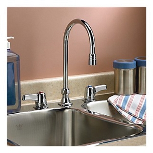 DELTA® 27C2943 Sink Faucet, 1.5 gpm Flow Rate, 8 in Center, Gooseneck Spout, Chrome, 2 Handles
