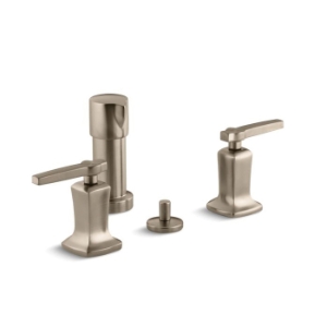 Kohler® 16238-4-BV Margaux® Traditional Bidet Faucet, 5-1/2 in Center, Vibrant® Brushed Bronze, 2 Handles, Pop-Up Drain