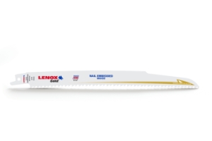 Lenox® Gold® Lazer® Power Arc Curved Reciprocating Saw Blade, 9 in L x 3/4 in W, 6, Steel Body, Universal Tang