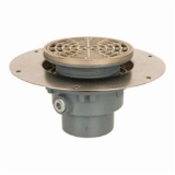 Sioux Chief Halo™ 822-3DNR Adjustable Floor Drain with Ring and Strainer, 3 in Outlet, Hub Connection, 5-1/2 in Grid, Ductile Iron Drain