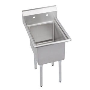 Elkay® 1C24X24-0X Standard Scullery Sink, 23 in L x 29.8 in W x 44.8 in H, Floor Mounting, 16 ga Stainless Steel, 1 Bowls, 10 in Backsplash