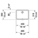 DURAVIT 0330430000 Vero® Vanity Basin With Overflow, Vero®, Rectangle Shape, 18-1/4 in L x 12-3/8 in W x 6-1/4 in H, Under Mount, Ceramic, White