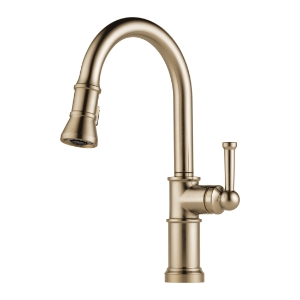 Brizo® 63025LF-GL Artesso® Single Handle Pull-Down Kitchen Faucet, 1.8 gpm Flow Rate, Luxe Gold, 1 Handle, 1 Faucet Hole, Spray/Aerated Stream Function