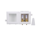 Water-Tite 82916 MultiBox™ Washing Machine Outlet Box with Auxiliary Drain Box, White Plastic, Quarter-Turn Brass Valves with Hammer Arresters, 1/2-Inch ASTM F1807 Connection