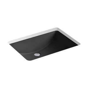 Kohler® 2215-7 Ladena® Bathroom Sink with Overflow Drain, Rectangular Shape, 23-1/4 in W x 16-1/4 in D x 8-1/8 in H, Undermount, Vitreous China, Black