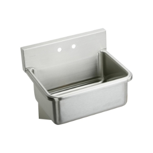 Elkay® EWS25202 Scrub Sink, Rectangle Shape, 19-1/2 in W x 10-1/2 in D x 25 in H, Wall Mount, Stainless Steel, Buffed Satin