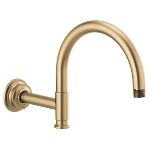 Brizo® RP100326GL Invari® Arc Shower Arm and Flange, 12-1/8 in L, Solid Brass Arm, 1/2 in NPT, Luxe Gold