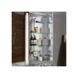 Robern® MC1630D4FPL Flat Door Medicine Cabinet with Safeseal™ Gasket and Interior Polished Edge Mirror, M Series, 16 in OAW x 30 in OAH, Aluminum, Satin Anodized