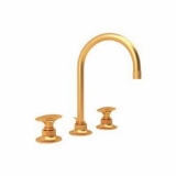 Michael Berman Graceline™ Widespread Lavatory Faucet, 1.2 gpm, 6-1/4 in H Spout, 8 in Center, Satin Gold, 2 Handles, Pop-Up Drain