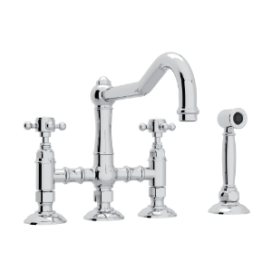 Rohl® A1458XMWSAPC-2 Acqui® Traditional Kitchen Faucet, 1.5 gpm Flow Rate, Column Spout, Polished Chrome