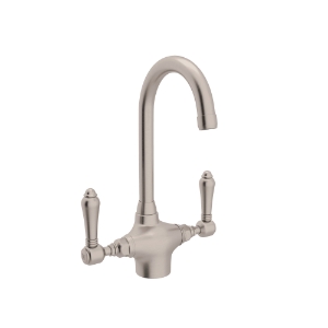 Rohl® A1667LMSTN-2 Traditional Bar/Food Prep Faucet, San Julio, Satin Nickel, 2 Handles, 1.5 gpm Flow Rate