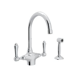 Rohl® A1676LMWSAPC-2 San Julio Traditional Kitchen Faucet, 1.5 gpm Flow Rate, Polished Chrome, 2 Handles