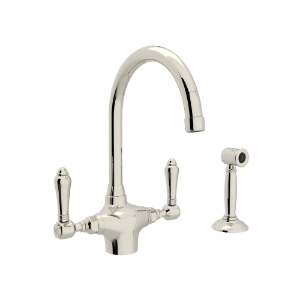 Rohl® A1676LMWSPN-2 San Julio Traditional Kitchen Faucet, 1.5 gpm Flow Rate, Polished Nickel, 2 Handles