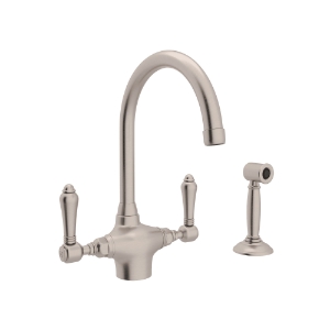 Rohl® A1676LMWSSTN-2 San Julio Traditional Kitchen Faucet, 1.5 gpm Flow Rate, Satin Nickel, 2 Handles