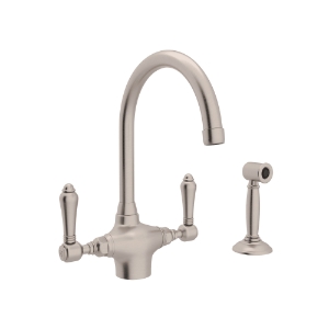 Rohl® A1676LMWSSTN-2 San Julio® Traditional Kitchen Faucet, 1.5 gpm Flow Rate, Satin Nickel, 2 Handles