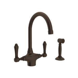 Rohl® A1676LMWSTCB-2 San Julio Traditional Kitchen Faucet, 1.5 gpm Flow Rate, Tuscan Brass, 2 Handles
