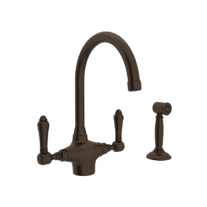 Rohl® A1676LMWSTCB-2 San Julio® Traditional Kitchen Faucet, 1.5 gpm Flow Rate, Tuscan Brass, 2 Handles