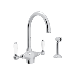 Rohl® A1676LPWSAPC-2 San Julio Traditional Kitchen Faucet, 1.5 gpm Flow Rate, Polished Chrome, 2 Handles