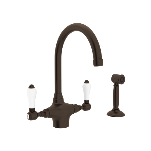 Rohl® A1676LPWSTCB-2 San Julio® Traditional Kitchen Faucet, 1.5 gpm Flow Rate, C Spout, Tuscan Brass, 2 Handles