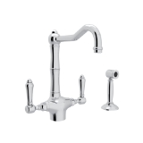 Rohl® A1679LMWSAPC-2 Acqui® Traditional Kitchen Faucet, 1.5 gpm Flow Rate, Column Spout, Polished Chrome, 2 Handles