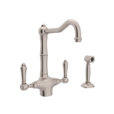 Rohl® A1679LMWSSTN-2 Acqui® Traditional Kitchen Faucet, 1.5 gpm Flow Rate, Column Spout, Satin Nickel, 2 Handles