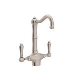 Rohl® A1680LMSTN-2 Traditional Bar/Food Prep Faucet, Acqui®, Satin Nickel, 2 Handles, 1.5 gpm