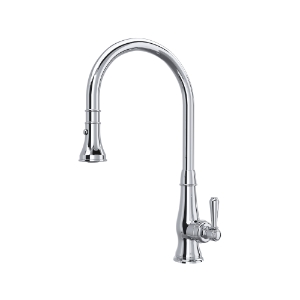 Rohl® A3420LMAPC-2 Patrizia High Arc Dual-Function Kitchen Faucet, 1.8 gpm Flow Rate, Polished Chrome, 1 Faucet Hole, Traditional Function