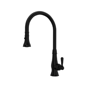 Rohl® A3420LMMB-2 Patrizia High Arc Dual-Function Kitchen Faucet, 1.8 gpm Flow Rate, Matte Black, 1 Faucet Hole, Modern Function