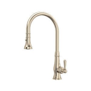 Rohl® A3420LMSTN-2 Patrizia High Arc Dual-Function Kitchen Faucet, 1.8 gpm Flow Rate, Satin Nickel, 1 Faucet Hole, Traditional Function