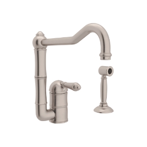 Rohl® A3608LMWSSTN-2 Acqui® Traditional Kitchen Faucet, 1.5 gpm, Column Spout, Satin Nickel