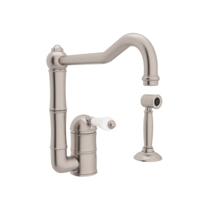 Rohl® A3608LPWSSTN-2 Acqui® Traditional Kitchen Faucet, 1.5 gpm, Column Spout, Satin Nickel