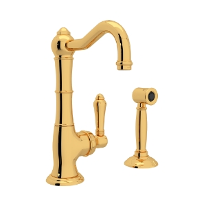 Rohl® A3650LMWSIB-2 Acqui® Kitchen Faucet With Side Spray, Italian Brass