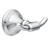 Moen® BH0903CH Jansen™ Double Robe Hook, 3-9/16 in OAW x 2-13/16 in OAD, Zinc, Chrome