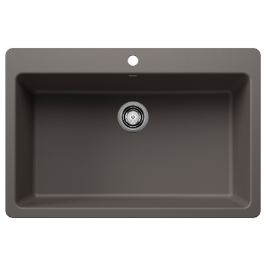 Blanco 443200 SILGRANIT® Kitchen Sink, Rectangle Shape, 1 Faucet Hole, 33 in W x 22 in D, Drop-In/Undermounting, Granite, Volcano Gray