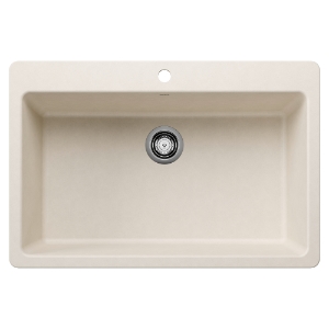 Blanco 443201 SILGRANIT® Kitchen Sink, Rectangle Shape, 1 Faucet Hole, 33 in W x 22 in D, Drop-In/Undermounting, Granite, Soft White