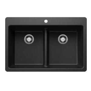 Blanco 443203 SILGRANIT® Kitchen Sink, Rectangle Shape, 1 Faucet Hole, 33 in W x 22 in D, Drop-In/Undermounting, Granite, Anthracite