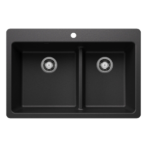 Blanco 443211 SILGRANIT® Kitchen Sink, Rectangle Shape, 1 Faucet Hole, 33 in W x 22 in D, Drop-In/Undermounting, Granite, Anthracite