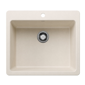 Blanco 443225 SILGRANIT® Kitchen Sink, Rectangle Shape, 1 Faucet Hole, 25 in W x 22 in D, Drop-In/Undermounting, Granite, Soft White