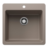 Blanco 443230 SILGRANIT® Kitchen Sink, Rectangle Shape, 1 Faucet Hole, 21-1/4 in W x 10-1/2 in L, Drop-In/Undermounting, Granite, Truffle