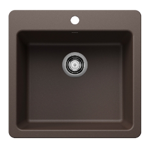 Blanco 443231 SILGRANIT® Kitchen Sink, Rectangle Shape, 1 Faucet Hole, 21-1/4 in W x 10-1/2 in L, Drop-In/Undermounting, Granite, Café