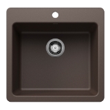 Blanco 443231 SILGRANIT® Kitchen Sink, Rectangle Shape, 1 Faucet Hole, 21-1/4 in W x 10-1/2 in L, Drop-In/Undermounting, Granite, Café