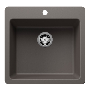 Blanco 443232 SILGRANIT® Kitchen Sink, Rectangle Shape, 1 Faucet Hole, 21-1/4 in W x 10-1/2 in L, Drop-In/Undermounting, Granite, Volcano Gray