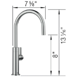 Blanco 527489 Culina II Beverage Faucet, 1.5 gpm Flow Rate, PVD Steel, 1 Handle, Commercial