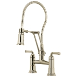 Brizo® 62174LF-PN Rook® Bridge Kitchen Faucet, 1.8 gpm Flow Rate, 14-1/2 in Center, Polished Nickel, 2 Handles