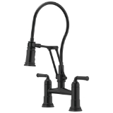 Brizo® 62274LF-BL Rook® Bridge Kitchen Faucet, 1.8 gpm Flow Rate, 8 in Center, 360 deg Swivel Spout, Matte Black, 2 Handles