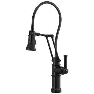 Brizo® 63225LF-BL Artesso® Single Handle Articulating Kitchen Faucet, 1.8 gpm Flow Rate, Swivel Spout, Matte Black, 1 Handle, 1 Faucet Hole, Spray/Aerated Stream Function