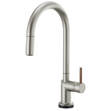 Brizo® SmartTouch® 64075LF-SSLHP Odin® Pull-Down Kitchen Faucet, 1.8 gpm at 60 psi Flow Rate, Stainless Steel, 1 Handle, 1 Faucet Hole