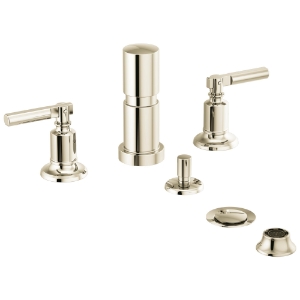 Brizo® 68476-PN Invari® Bidet Faucet, 5 to 8 in Center, Polished Nickel, 2 Handles, Pop-Up Drain