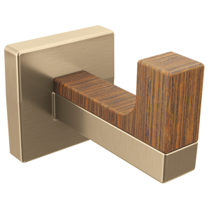 Brizo® 693422-GLTK Frank Lloyd Wright® Robe Hook, 1 Hook, 1-3/4 in OAH x 1-1/2 in OAW, Metal, Brilliance® Luxe Gold® / Wood